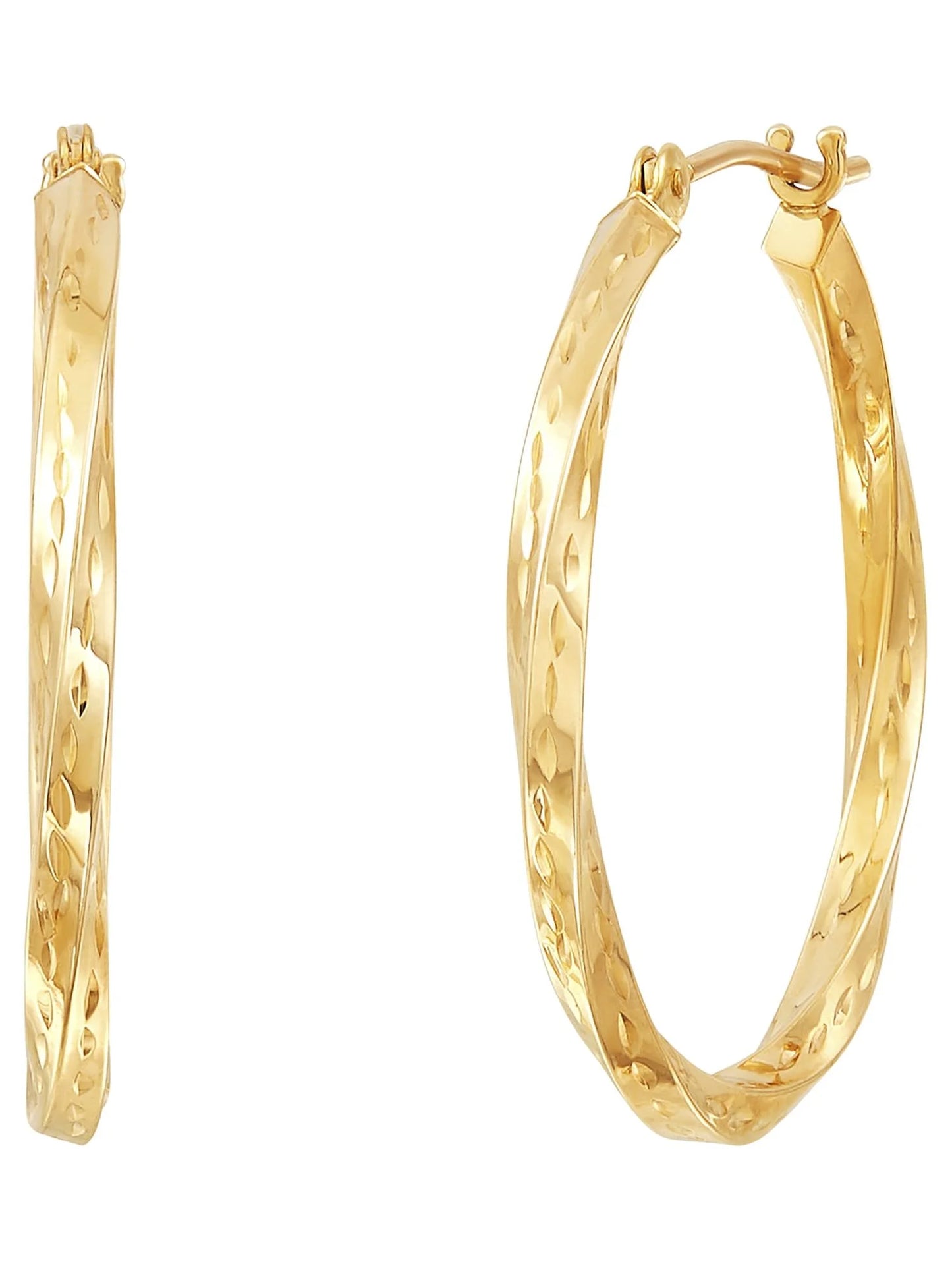 10K Yellow Gold Diamond-Cut Twist Earrings