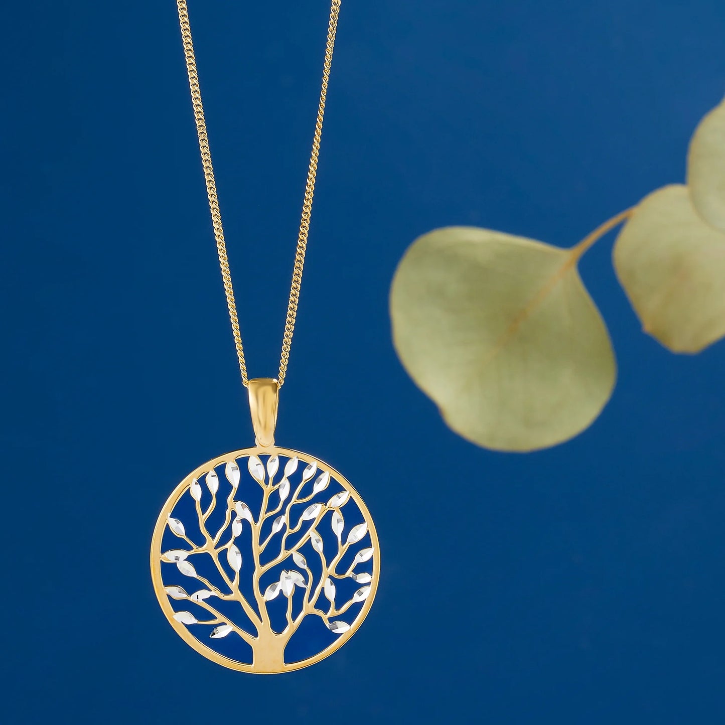 Italian 18Kt Gold over Sterling Cut-Out Tree of Life Pendant Necklace, Women'S, Adult