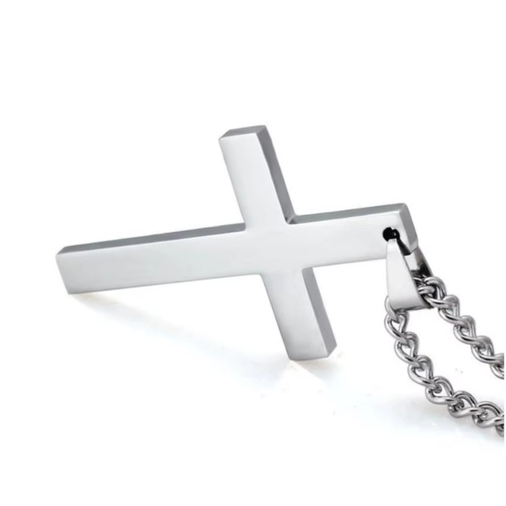 Men'S Stainless Steel Cross Pendant Necklace Plated Gold Silver Black Prayer Choker Custom OEM Jewelry Gift Engagement Christian