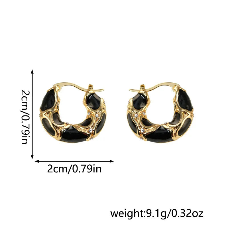French Retro Enamel Leopard Print U-Shaped Ear Buckle Earrings for Women - Elegant Fashion Jewelry for Parties and Everyday Wear