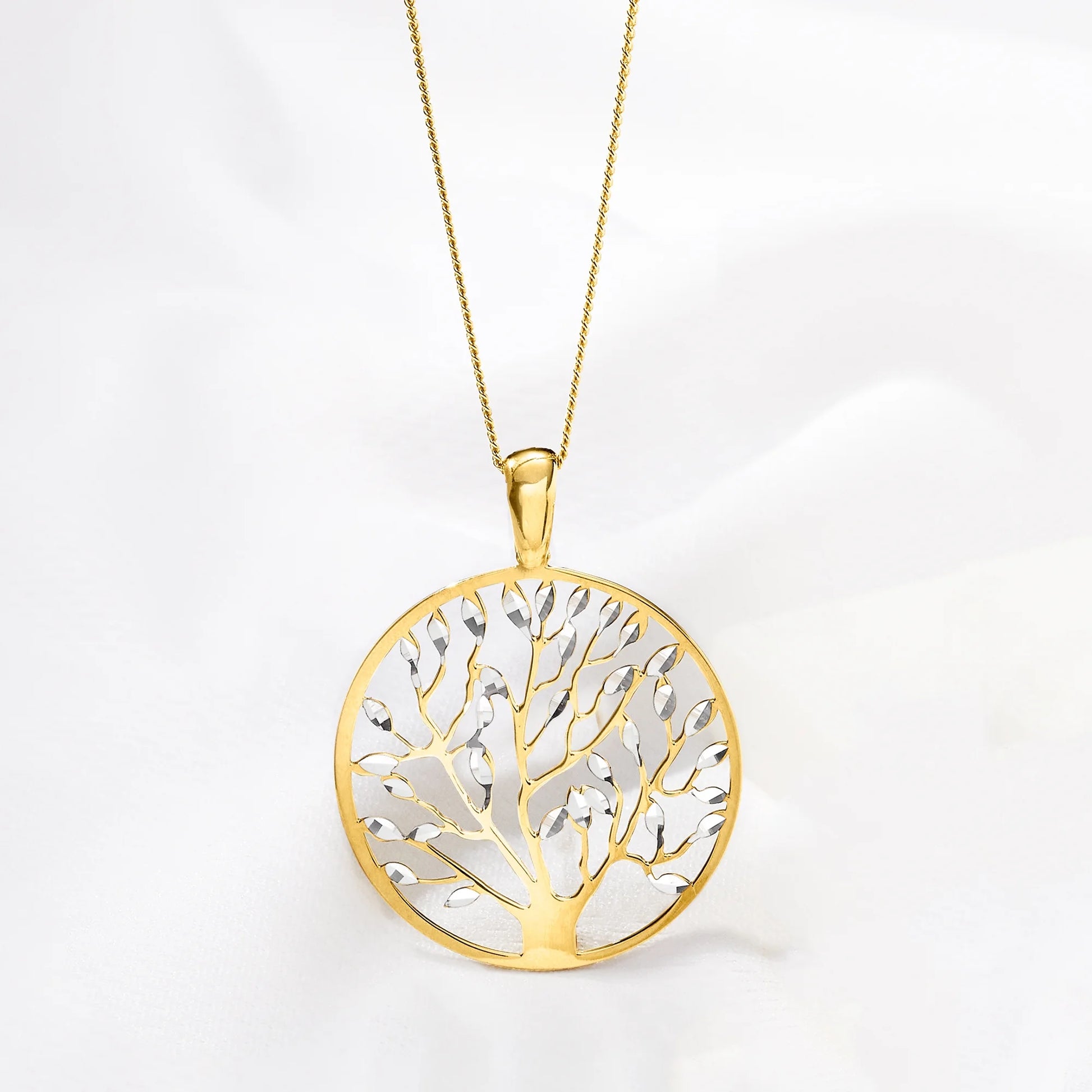 Italian 18Kt Gold over Sterling Cut-Out Tree of Life Pendant Necklace, Women'S, Adult