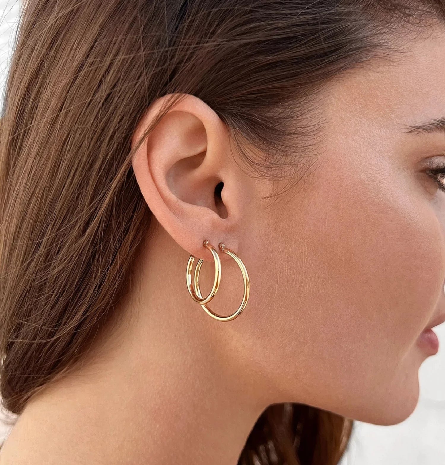 14K Yellow Gold 2Mm Hoop Earrings, 12Mm–30Mm, Adult Unisex Jewelry