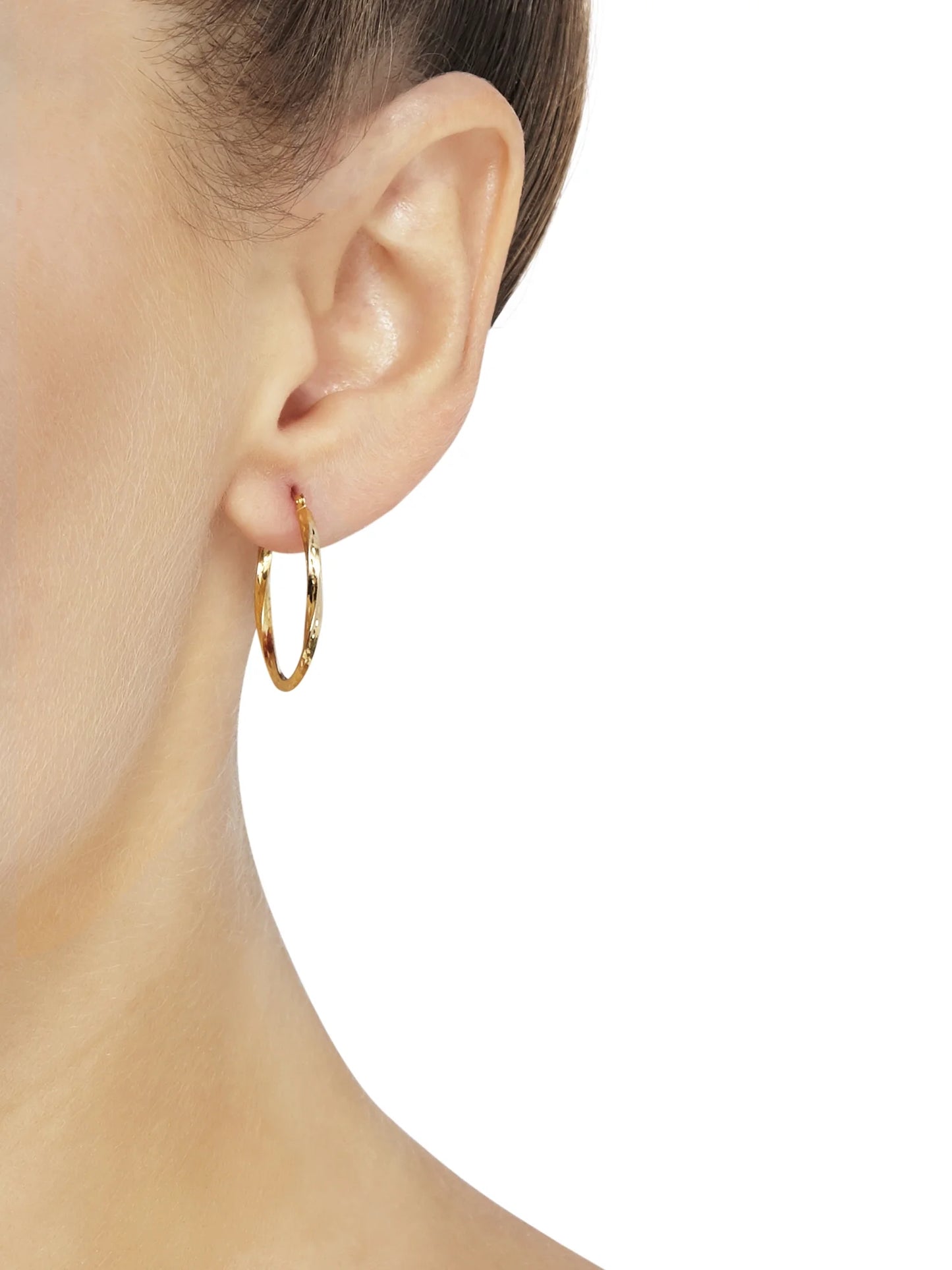 10K Yellow Gold Diamond-Cut Twist Earrings