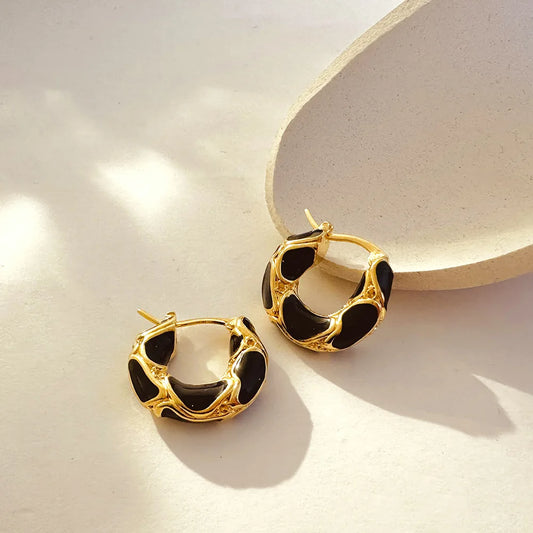 French Retro Enamel Leopard Print U-Shaped Ear Buckle Earrings for Women - Elegant Fashion Jewelry for Parties and Everyday Wear