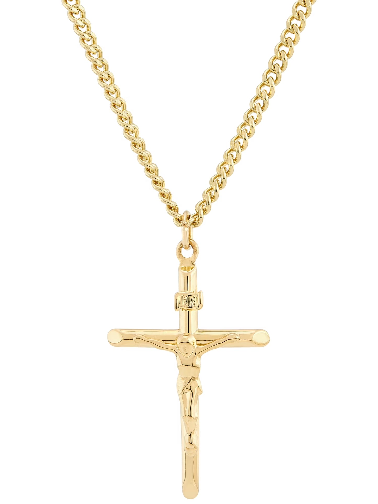 Gold Filled Crucifix Cross on Stainless Steel Necklace,24"
