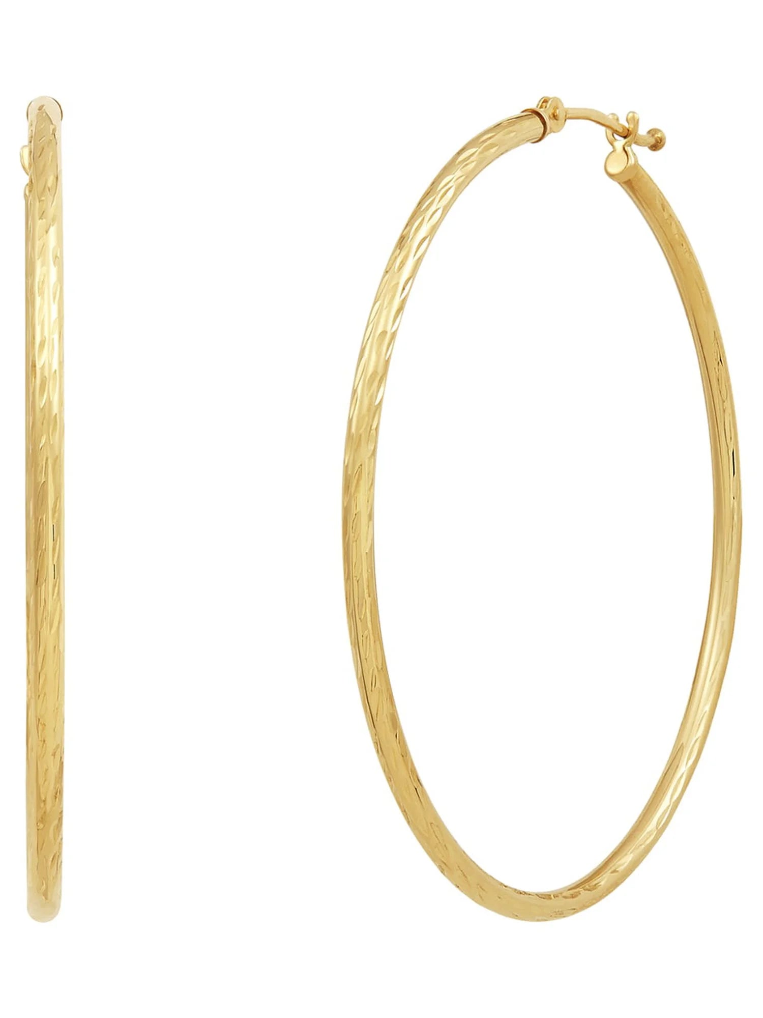 10K Yellow Gold Hollow round Tube Hoop Earrings