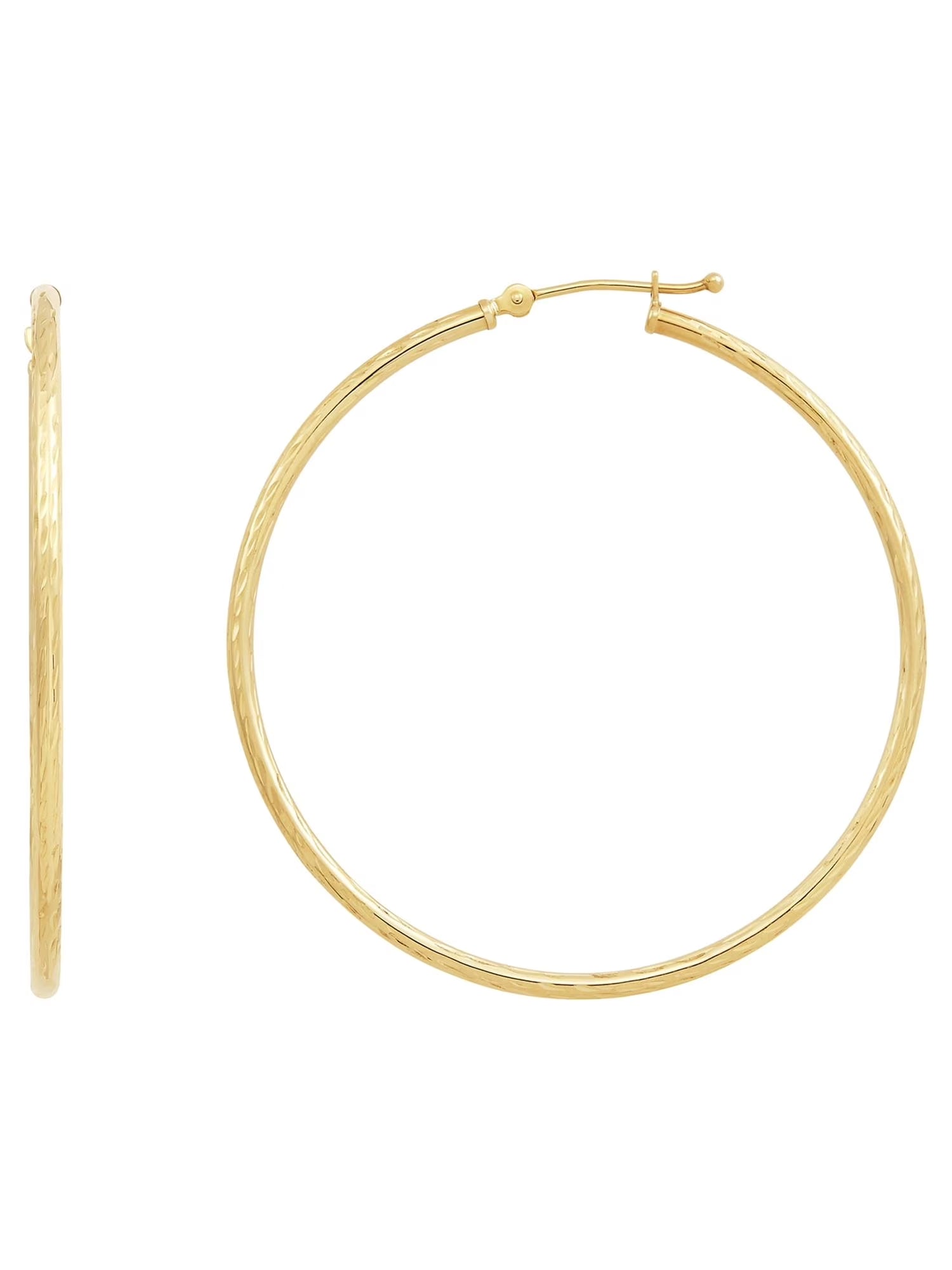 10K Yellow Gold Hollow round Tube Hoop Earrings