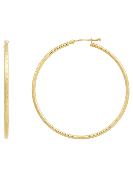 10K Yellow Gold Hollow round Tube Hoop Earrings