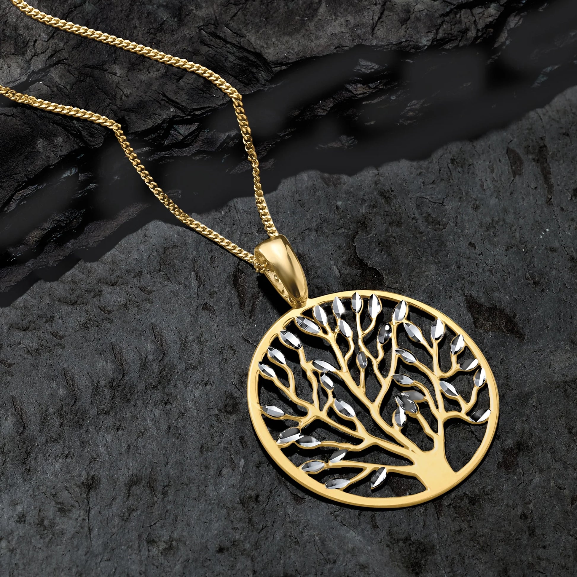Italian 18Kt Gold over Sterling Cut-Out Tree of Life Pendant Necklace, Women'S, Adult