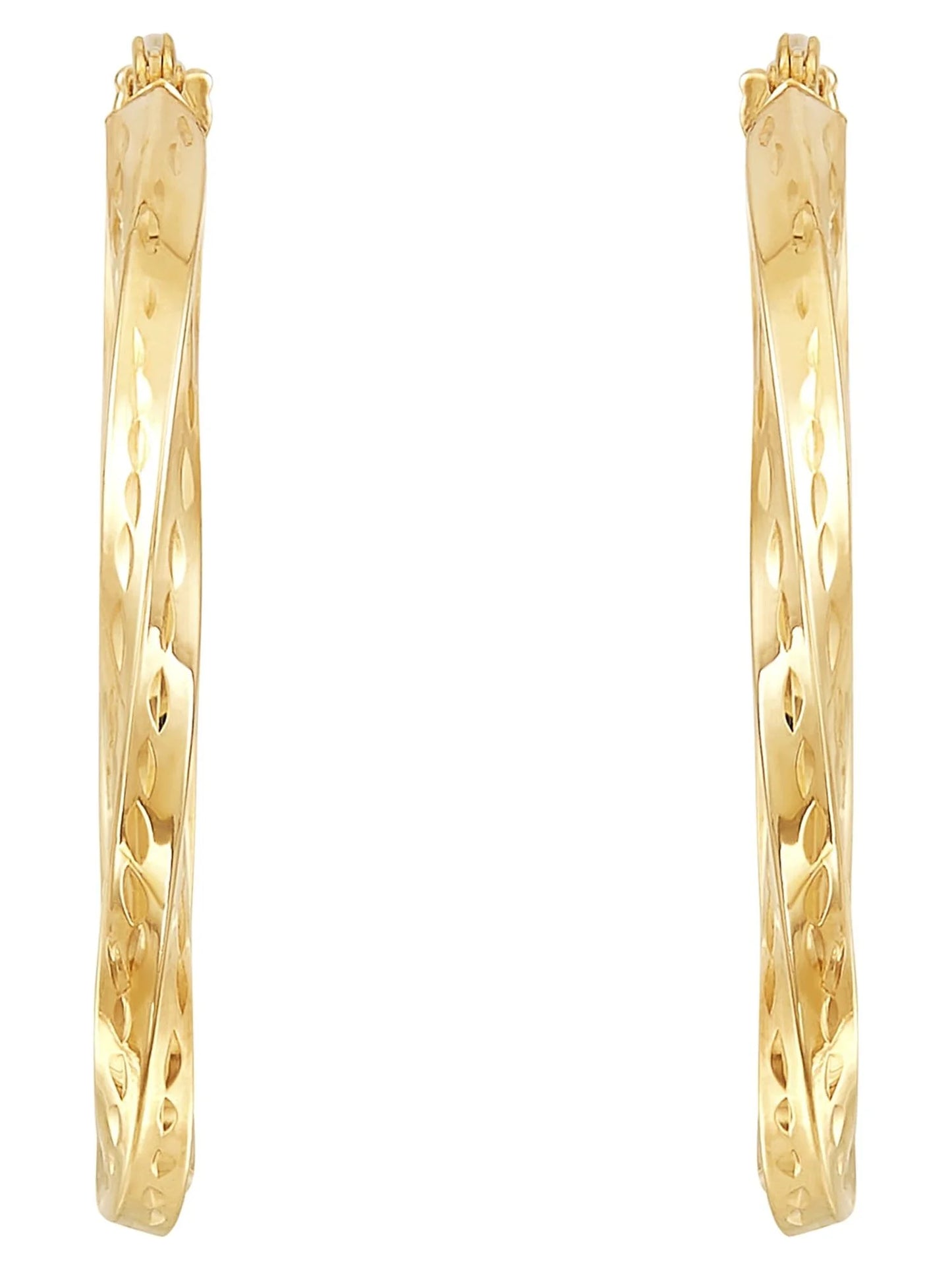 10K Yellow Gold Diamond-Cut Twist Earrings