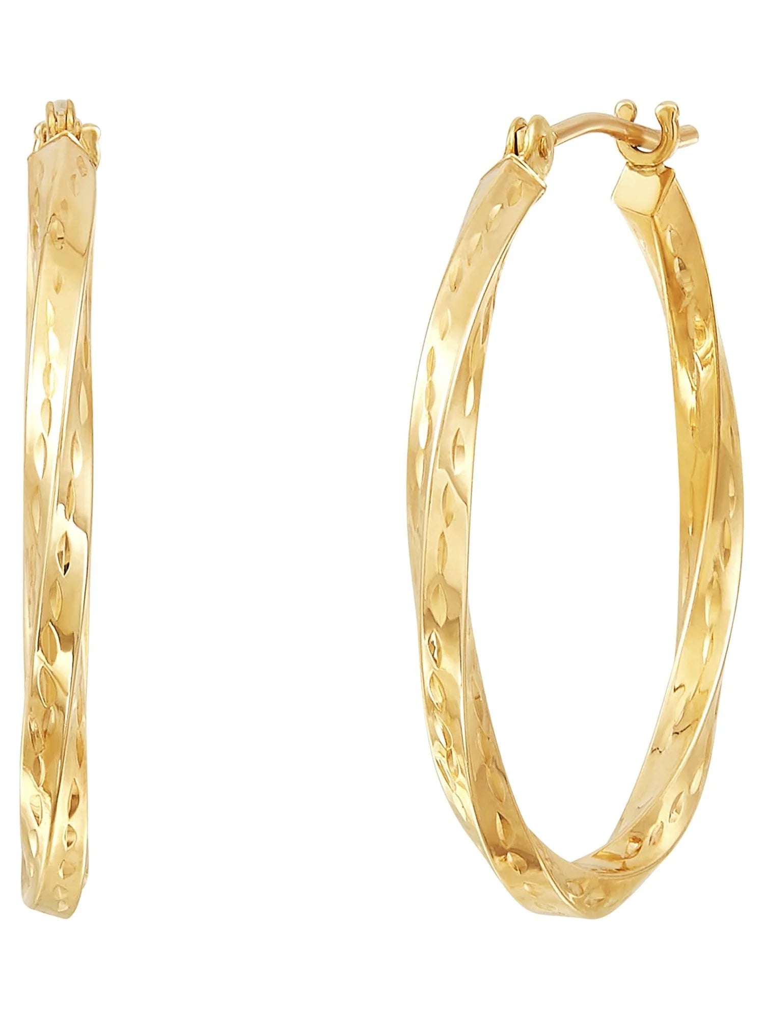10K Yellow Gold Diamond-Cut Twist Earrings