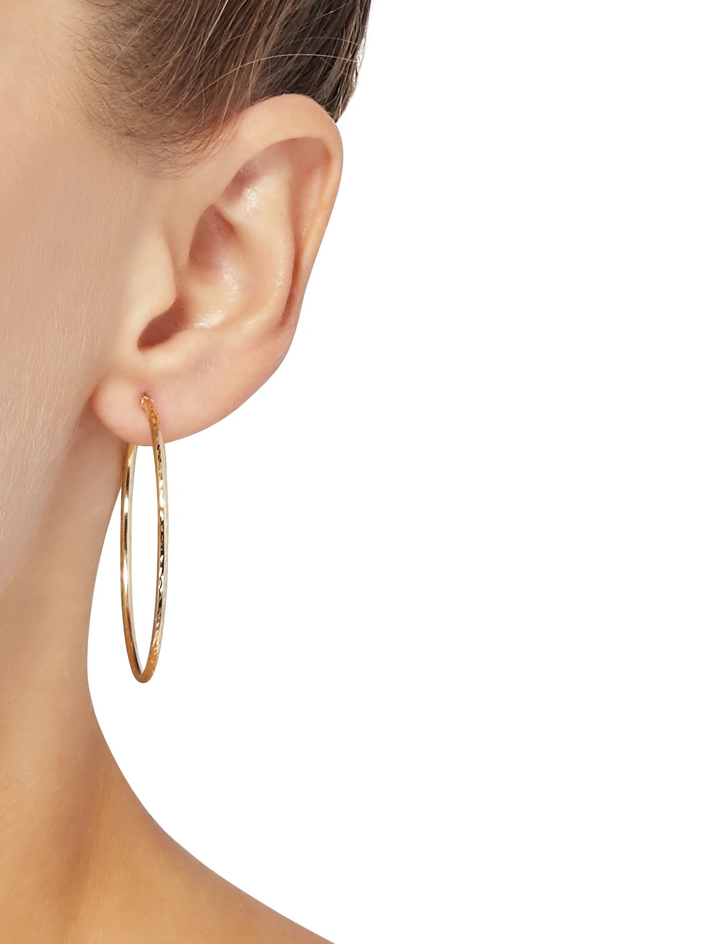 10K Yellow Gold Hollow round Tube Hoop Earrings