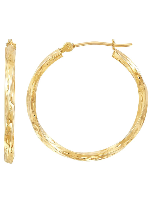 10K Yellow Gold Diamond-Cut Twist Earrings