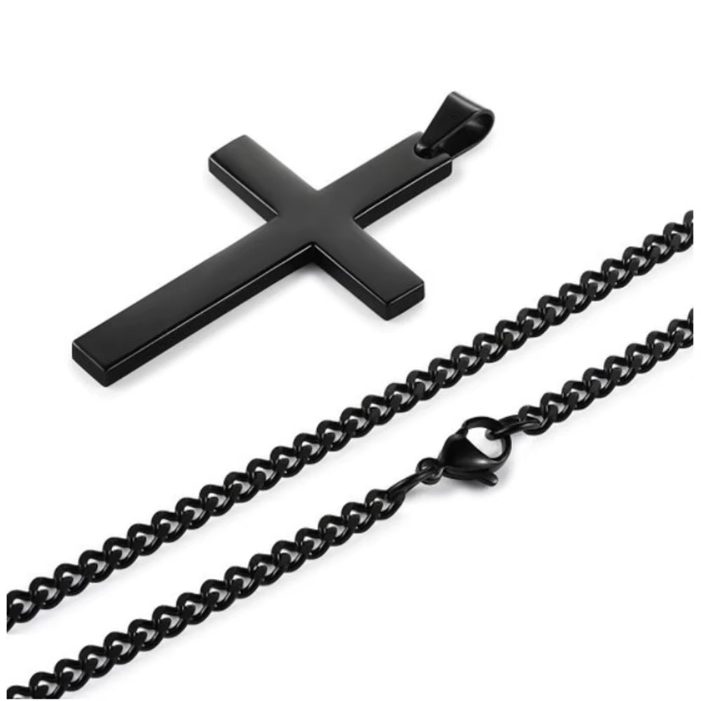 Men'S Stainless Steel Cross Pendant Necklace Plated Gold Silver Black Prayer Choker Custom OEM Jewelry Gift Engagement Christian