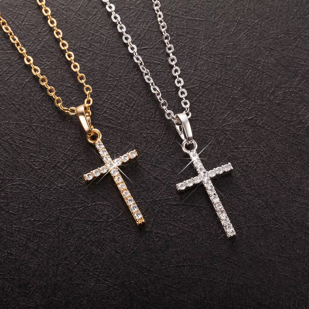 2021 Elegant Crystal Cross Pendant Necklace in Gold and Silver for Men and Women - Ideal Gift for Any Occasion